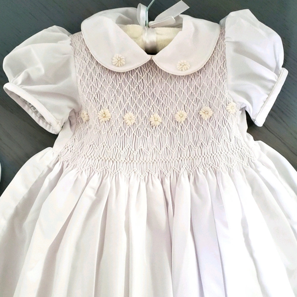 Honeycomb Children's Christening  Gown and Bonnet